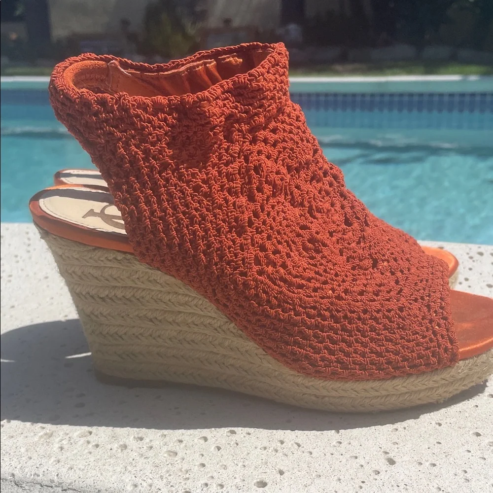 Vince Camuto Orange Espadrille Wedges | Crochet | Knit